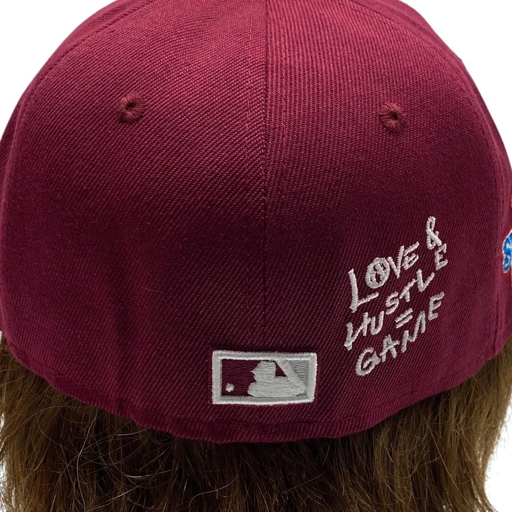 New Era Philadelphia Phillies MLB Fitted Hat Cap Maroon World Series Love Hustle